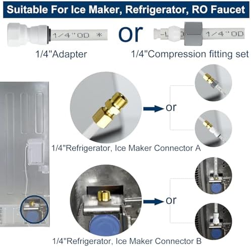 Ice Maker Refrigerator Water Line Kit, Brass T Valve 32.8ft 1/4" OD Tubing - Image 5