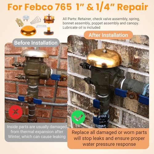 Sunluway for Febco 765-1 Repair Kit, 765 1 inch & 1-1/4 Inch, Bonnet Poppet Check Valve and Canopy Assembly Kit w/Spring & Retainer for Febco 765 1" & 1-1/4" Backflow Preventer & Vacuum Breaker - Image 7