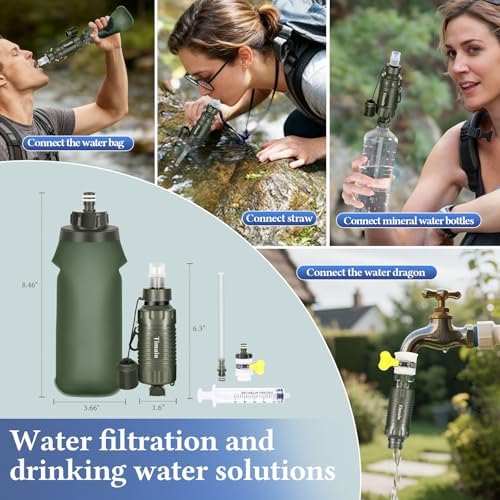 Timain Portable Personal Water Filter Straw Water Filter Survival Gear for Emergency Preparedness, Outdoor Activities, Travel, Camping, Hiking, Fishing, Hunting - Image 3