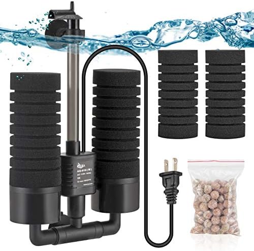 AQQA Aquarium Electric Power Sponge Filter,3W/5W Submersible Foam Filter by AQQA