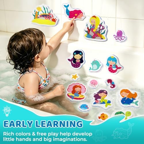 Baby Bath Toys for Kids Ages 1-3, 16PCS Mermaid Foam Bath Toys - Image 4