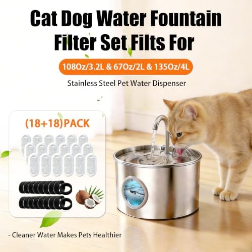 36 Pack Cat Water Fountain Filter Set Fit for Stainless Steel Pet Fountain - Image 2