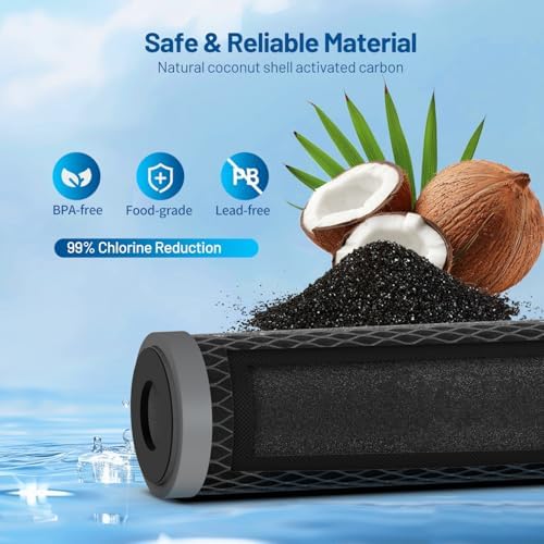 5 Micron 10" x 2.5" Whole House Carbon Block Water Filter Cartridge, 4 Pack - Image 3