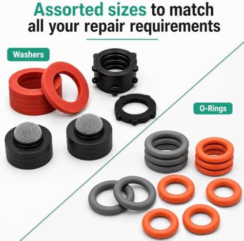 XBVV 84 Pcs 5 Size Pressure Washer O-Rings & Garden Hose Gasket Rubber Seal - Image 7