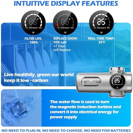 Faucet Water Filter, 3-Stage Filter with UV-C & Self-Powered Display, Dual Modes for Tap/Filtered Water, Safe for Food & Skin Fits 22/24/28mm and Circular Tap - Image 4