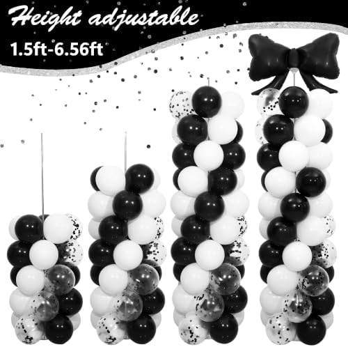Black and White Bow Balloon Column Stand Kit Set of 2 for Floor - Image 6