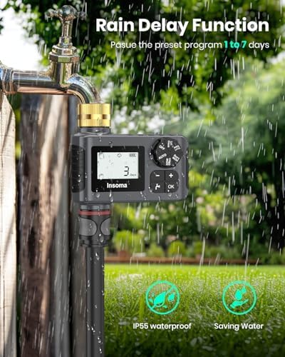 2 PCS Water Timer with Brass Inlet, Water Sprinkler Timer with Rain Delay/Manual/Automatic Drip Irrigation and Lawn Watering System for Yard - Image 5