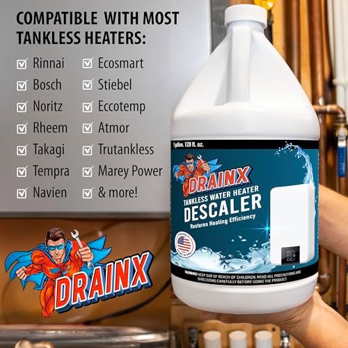 DrainX Tankless Water Heater Descaling Solution | Highly Effective Descaler Restores Heating Efficiency, Gallon, 128 fl oz - Image 4