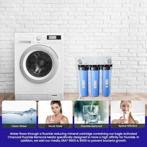 Crystal Quest Tall Compact Whole House Fluoride Water Filtration System, Multi-Stage Filter for Fluoride, BPA-Free, pH-Enhancing, 4-6 GPM Flow, Triple Configuration, Easy Maintenance - with Stand - Image 5