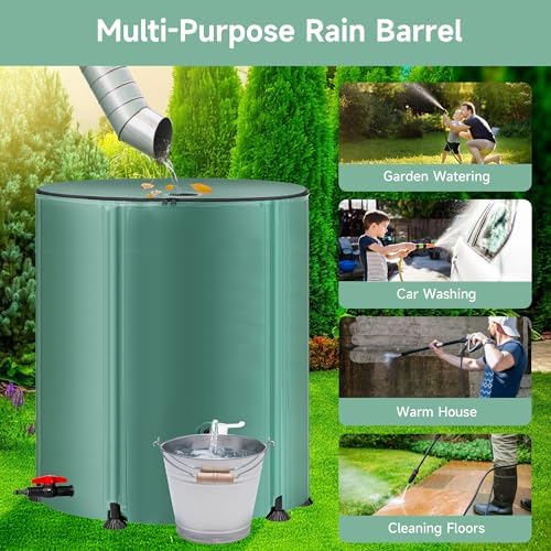 Collapsible Rain Barrel Water Storage Containers-105 Gallon Portable Rainwater Collect System Water Tank to Collect Rainwater from Gutter Downspout Water Catcher with Spigots,Filter＆Overflow Kits - Image 6
