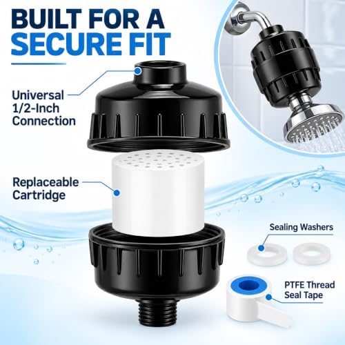 20 Stage Shower Filter for Hard Water, High Flow Shower Head Filter - Image 3