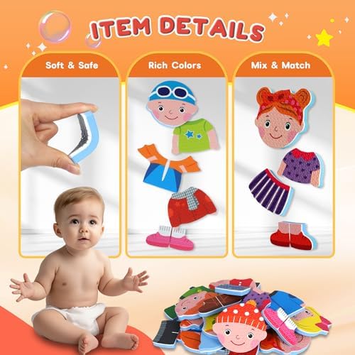 Baby Bath Toys for Kids Ages 1-3,32PCS Dress Up Foam Bath Toys - Image 6