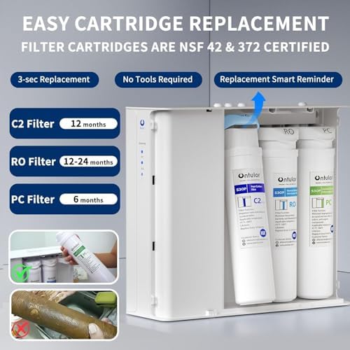 Ontulor S3OP Reverse Osmosis System 9 Stage Water Filter Reduces PFAS, PFOA/PFOS, TDS, Lead, Chlorine, Bad Taste & Odor NSF/ANSI 42 Certified TDS Meter Included（S3OP-with Tank System） - Image 6