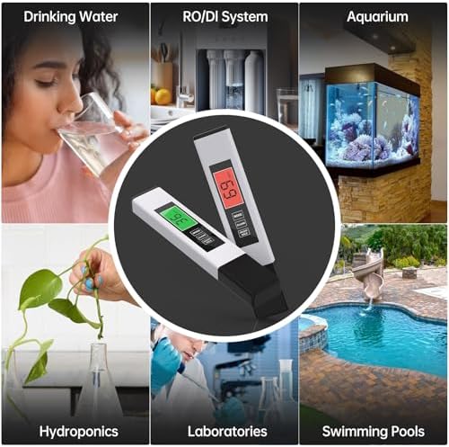 TDS Water Tester, 4 in 1 TDS Meter Digital Water Tester, Accurate and Reliable Digital TDS EC & Temp(°C,°F) Meter, 0-9990PPM Water Quality Tester for Drinking Water RO/DI System Aquarium White 6.1In - Image 7