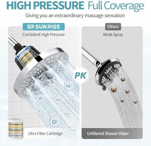 SR SUN RISE 7-Inch Filtered Shower Head with High Pressure Spray,Chrome - Image 6