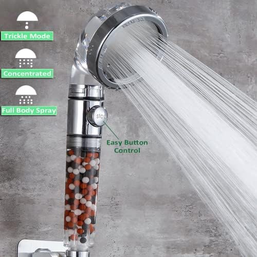 IHAO Filter Showerhead with Bracket Metal Hose High Pressure Handheld Shower Purifying Hard Water Softener Chlorine Flouride Filter Multi Modes Changeable Shower head Fresh Dry Skin & Hair Loss - Image 3