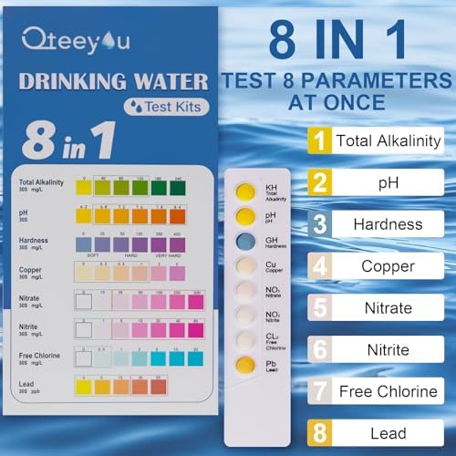 Lead Water Test Kit 2026 Upgraded 8 in 1 Home Drinking Water Testing Kits 5pcs Independent Bag, House Tap and Well Water Hardness Tester, Lead Test Strips for Alkalinity, pH, Copper, Nitrite&Chlorine - Image 4