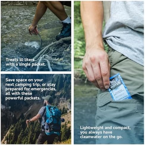 P&G Purifier of Water Portable Water Purifier Packets. Emergency Water Filter Purification Powder Packs for Camping, Hiking, Backpacking, Hunting, and Traveling. (12 Packets) - Image 2