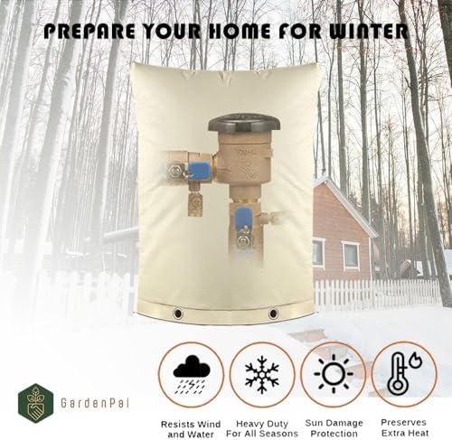 GardenPal Backflow Preventer Cover, Water Pipe Insulation Cover, Freeze Protection, Reusable for Your Pipes, Valves, Sprinkers and Irrigation System in Winter or Sun Exposure (35 * 45cm /14 * 18 inch) - Image 2