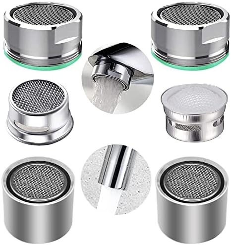 4pcs Faucet Aerators, 2pcs Aerator Filter Replacement Parts, with Brass Housing, 2pcs 15/16 Inch Male and 2pcs 55/64 Inch Female Bathroom Aerator Faucet Filters with Gaskets,for kitchen bathroom by BOETOADG