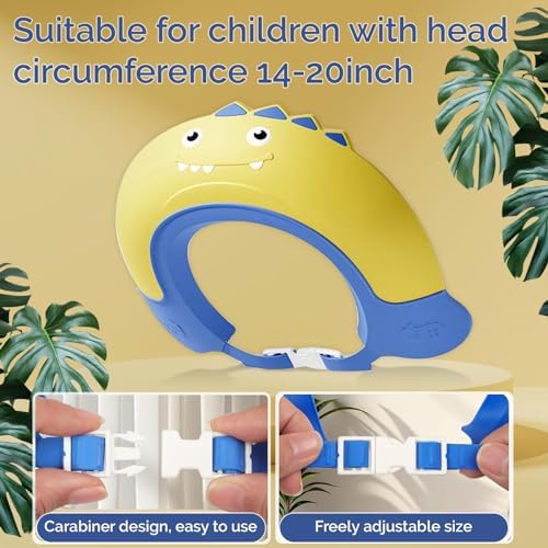 Thcbme Baby Shower Cap Shield, Shower Cap for Kids, Visor Hat for Eye and Ear Protection for 0-9 Years Old Children,Cute Dinosaur shape Makes the Baby Bath More Fun… (Yellow) - Image 7
