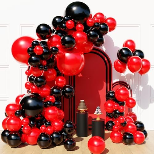 Red and Black Balloon Arch Kit，129Pcs Black and Red Balloons by Myafqsj