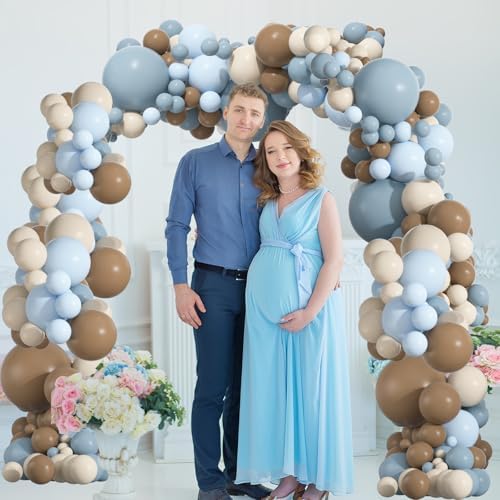 136pcs Dusty Blue & Brown Balloon Arch Kit – 18/12/10/5 Inch Balloons - Image 4