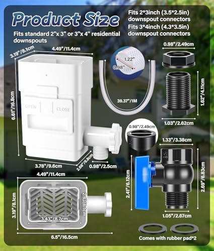 2026 Upgraded Rain Barrel Diverter Kit for 2x3 or 3x4 inch Downspouts White - Image 2