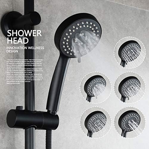 Tecmolog ABS Plastic Slide Bar Combo Drill-Free Height Adjustable Sliding Bar with Handheld Shower Head and Dish Black, BB4044F - Image 4