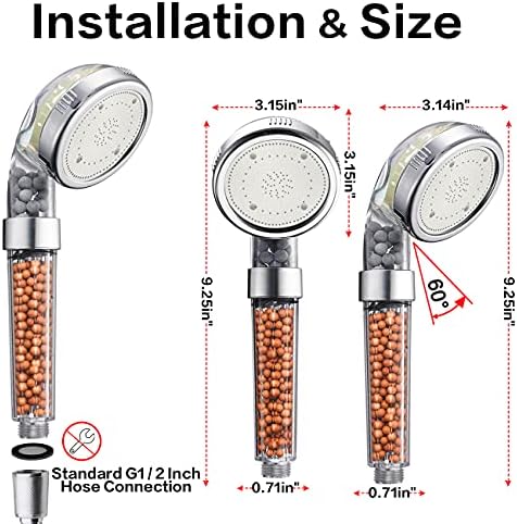 Nosame® Led Shower Head, Filter Filtration High Pressure Water Saving 7 Colors Automatically No Batteries Needed Spray Handheld Showerheads 1.6 GPM for Dry Skin & Hair - Image 6