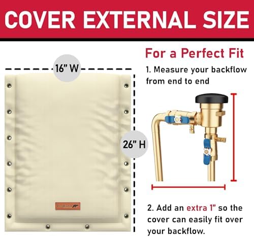 Redford Supply Co. Cold Snap (5°F) Backflow Preventer Insulation Cover, 3-Way Custom, 16"W x 26"H, Pipe Insulation, Water Sprinkler Covers for Outside, Sprinkler Backflow Cover for Winter (Beige) - Image 5