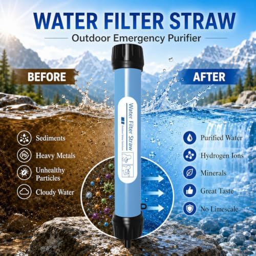 Gravity-Fed Water Filter Straw with 1 Gallon Bag, Survival Kit - Image 7