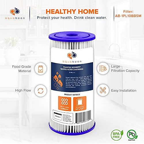 Aquaboon 5 Micron 10 x 4.5 Pleated Sediment Water Filter Cartridge 10-Pack - Image 4