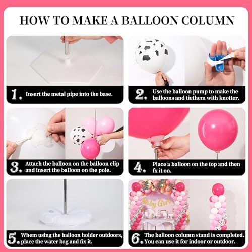 Dusty Hot Pink Cow Balloon Column Stand Kit Set of 2 for Floor - Image 6