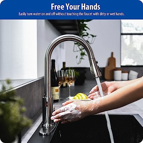 WEWE Touchless Kitchen Faucet, Brushed Nickel, Pull-Down, Single Handle - Image 3