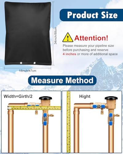 Backflow Preventer Insulation Cover (5F), 18"X34", 5 Layers, Outdoor, Black - Image 2