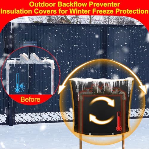 Backflow Preventer Insulation Weatherproof Covers, Pressure Vacuum Breaker Valve Insulated Covers Winter Freeze Protection, Outside Irrigation Sprinkler System Pipe Bag Pouch, 24''W x 24''H - Image 6