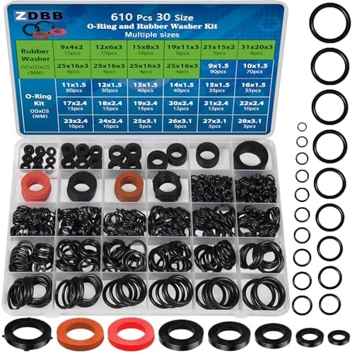 610 Pcs 30 Size Water Hose Gasket and O Ring Rubber Nitrile Washers Set by ZDBB