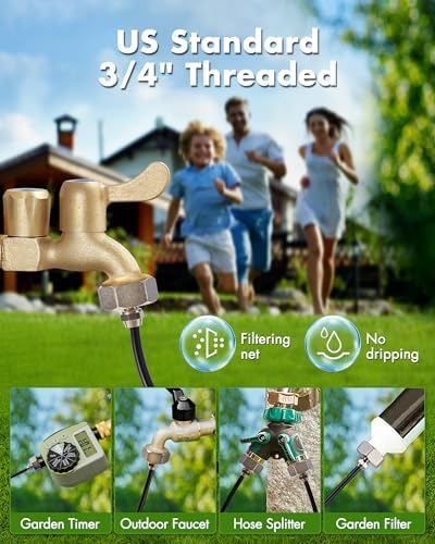 Misters for Outside Patio with Water Filter - 80Ft(24.5M) Misting System Line 30 Brass Mist Nozzles Brass Adapter(3/4") Patio Misters for Cooling Outdoor Greenhouse Backyard Porch Garden Party Pool - Image 4
