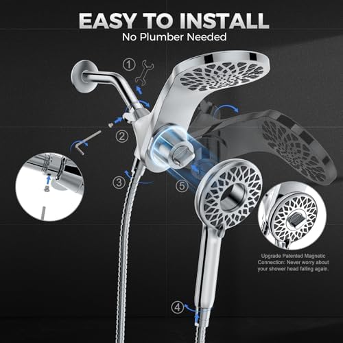 High Pressure Rain Shower Head with Handheld Spray Combo - Image 6