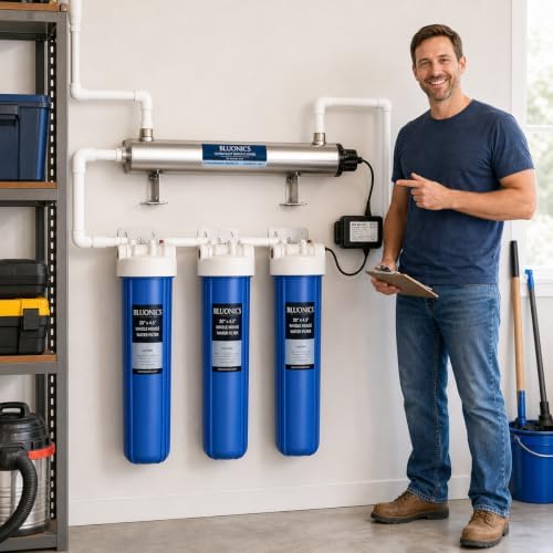 Bluonics 110w Complete Well Water Filter System with a pre-Filter, Extra Filter Set and 2 uv Bulbs, 4-Stage Filtration with uv Water Treatment, Triple 20 x 4.5 Sediment and Carbon Filters, 24 gpm - Image 2