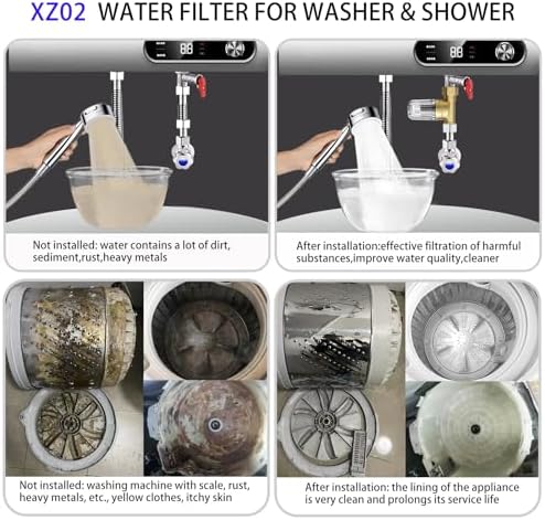 XZ02 50 Micron Reusable Washing Machine Water Filter, Compact Brass Washer Water Filter, for Washing Machine, Heater, Camping, Travel, Anti Scale Portable Sediment Filter - Image 4