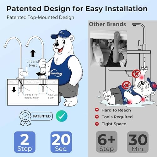iSpring RCS10T Reverse Osmosis Water Filter, 5 Stage Tankless RO Water Filtration System for Commercial & Residential, High-Flow 1000 GPD, 2.5:1 Pure to Drain Ratio - Image 4