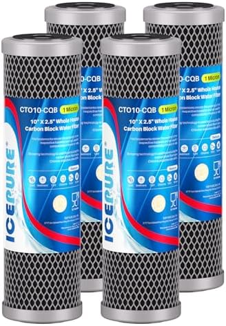 ICEPURE 1 Micron 2.5"x10" Whole House Water Filter, Targeted Heavy‑Metal & Lead Removal Replacement Filter, 4PACK by ICEPURE