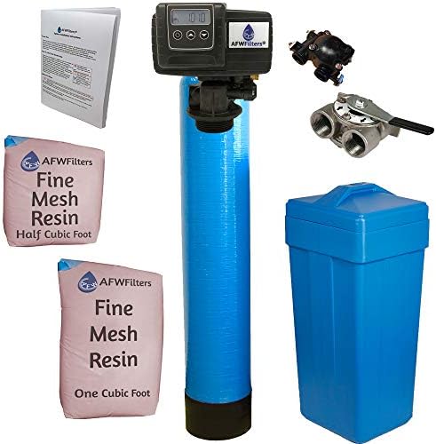AFWFilters 1.5 Cubic Foot (48k) Whole Home Iron Pro Water Softener with Fine Mesh Resin,1" Stainless Steel FNPT Connection, and Blue Tanks by Abundant+Flow+Water+Systems