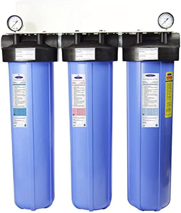 Crystal Quest Ultimate Whole House Water Filter, Arsenic Removal (4-6 GPM | 1-2 people), Triple Cartridge, Includes 1" Connection by CrystalQuest