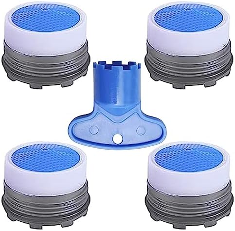 BOETOADG 4PCS Faucet Aerator M16.5, Plug-In Faucet Aerator Faucet Restrictor Replacement Parts for Kitchen Bathroom Sink Aerator with Key Removal Wrench Tool, 1.2GPM, 16.5mm/0.65inch by BOETOADG