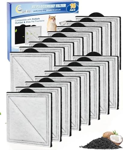 16 Pack Cat Fountain Filter Compatible with PetSafe Water Fountain by Cunina
