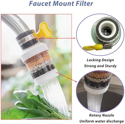 4 Pack Faucet Mount Filters,Faucet Water Filter for Kitchen,Purifier Kitchen Tap Filtration for Kitchen Bathroom with Activated Carbon Removes Chlorine Fluoride Heavy Metals Hard Water (Random Color) - Image 3