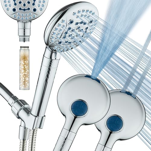 AquaCare 4X 10-Mode High Pressure Hand Shower w/Filter & 2-mode Power Wash by HotelSpa